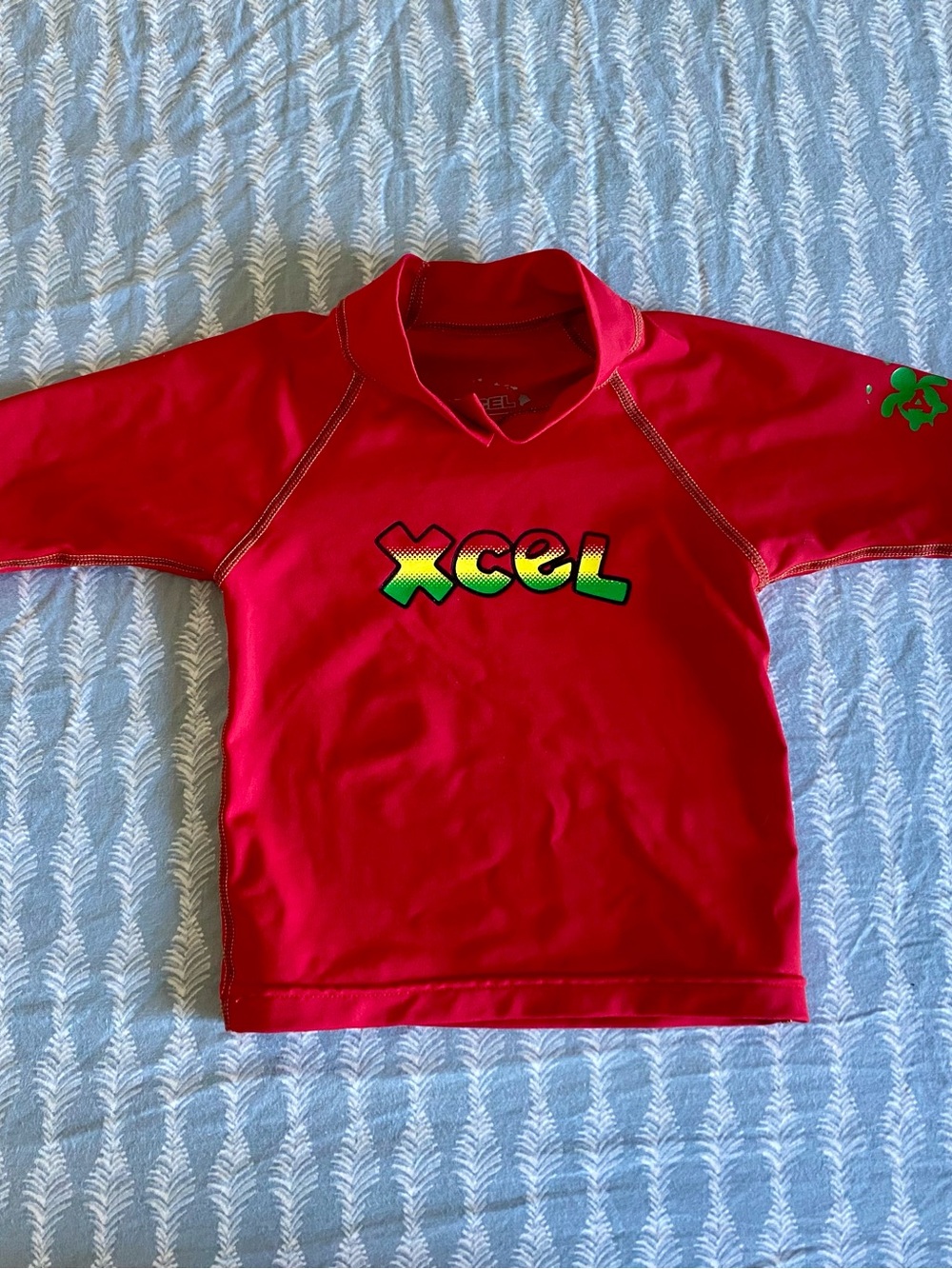 XCEL Performance Tropical Red Toddler Boys Short Sleeve Rash Guard UPF 50+